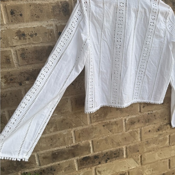 Zara White Eyelet Women's Top size Small - Picture 5 of 10